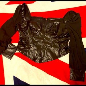 SHEIN black faux leather renaissance style bodice top